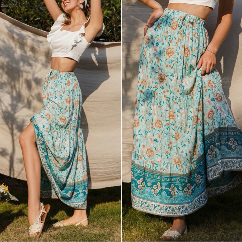 Elegant Floral Boho Skirt